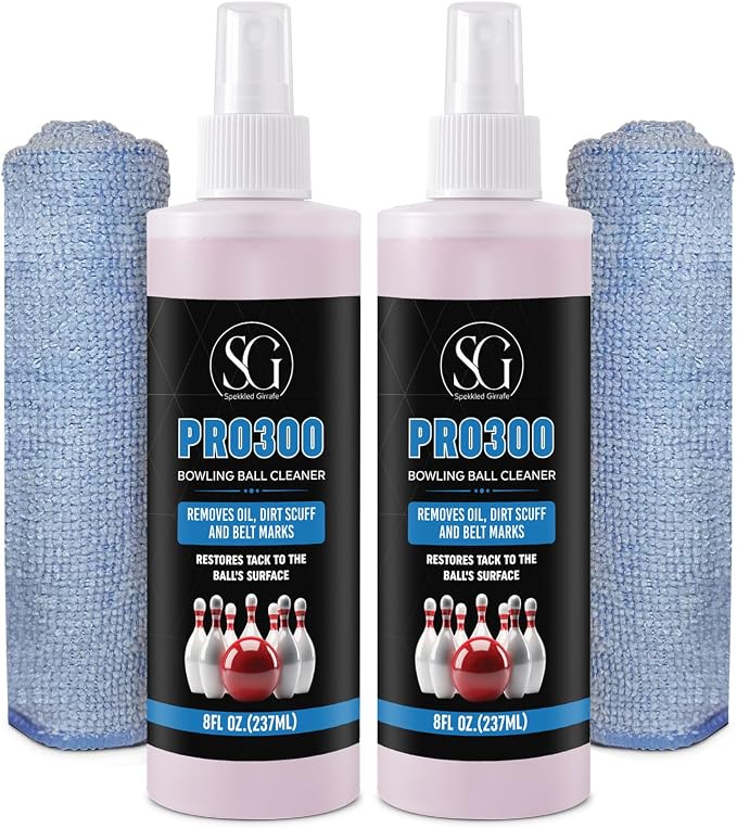 Bowling Ball Cleaner Spray - Oil, Scuff, and Belt Mark Cleaner Restores Tack, Prolongs Lifespan of Ball - EPA Safer Bowling Ball Restoration - Bowling Accessories - 8FL Oz