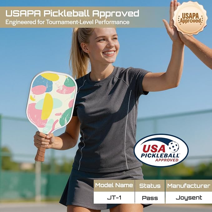 Pickleball Paddles Set, USAPA Approved Carbon Fiber Pickleball Set of 2 with Beginner Pickleball Rackets, Indoor Outdoor Pickle Balls for Adults Men Women, JT-1