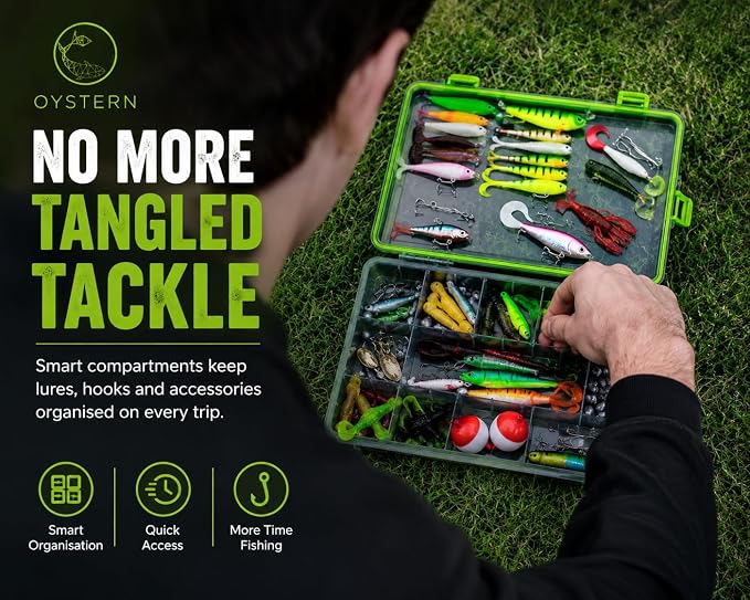 232-Piece Fishing Tackle Box Kit - Freshwater Lures for Bass, Trout & Panfish with Spinnerbaits, Soft Baits, Jigs, Hooks & Tackle Box - Complete Fishing Gift for Men, Dads & Beginners