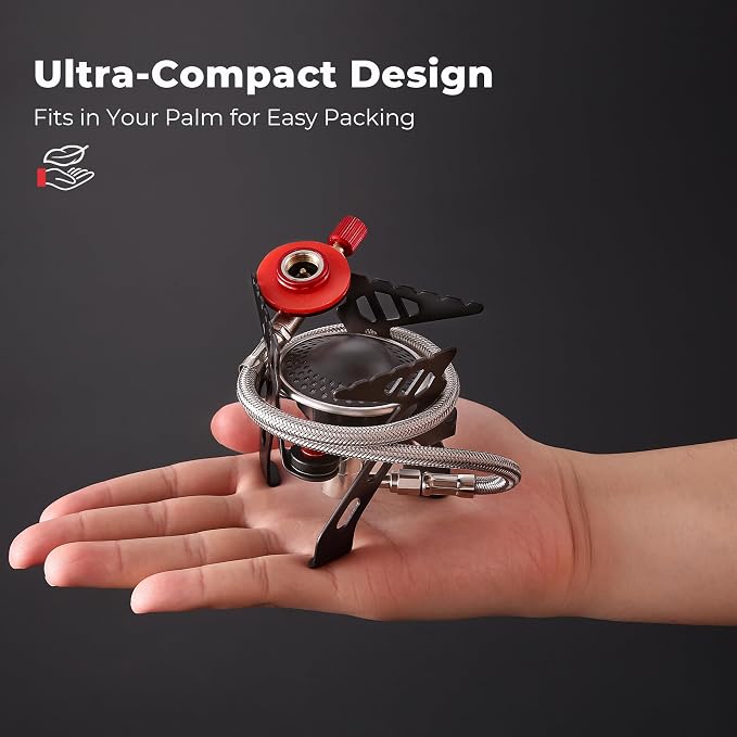 Alocs 2800W Backpacking Stove, Portable Camping Stove, Mini Camp Stove Foldable Gas Stove with Carry Bag for Outdoor Cooking, Hiking, Picnic, Emergency use