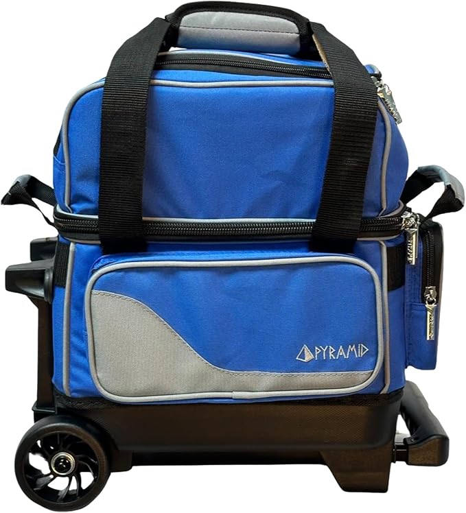 Pyramid Path Pro Deluxe Single Roller Bowling Bag With Separate Shoe Compartment (Up To US Mens Size 11), 2 Large Accessory Pockets, Padded Foam Ball Insert, Lifting Handles and Locking Square Handle