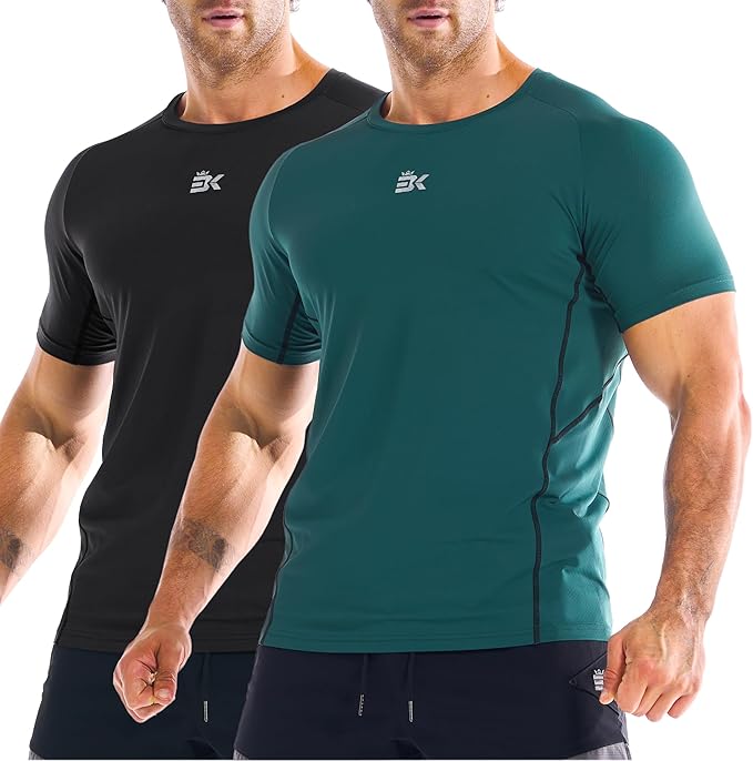 BROKIG Men Fitted Workout Gym Shirts-Lightweight Muscle T Shirts,Moisture Wicking Short Sleeve Tops for Running