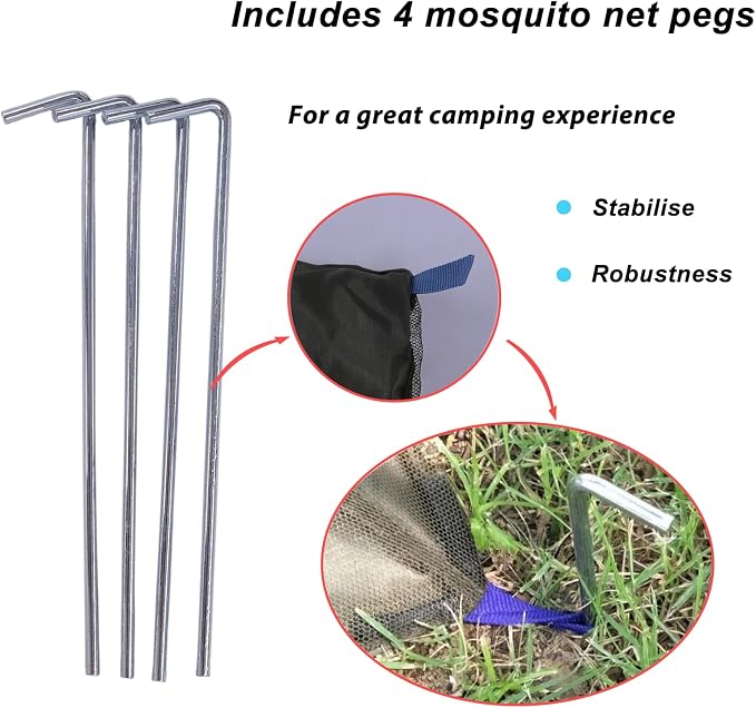 LiXiongBao Mosquito Net Tent,7.2x3.9x3.28 FT Outdoor Mosquito Net for Camping and Hiking with Tent pegs,Bug Net,Bed Net,Mosquito Tent,Bed Tent,Bug Netting for Bed without Sleeping Mat(Green)