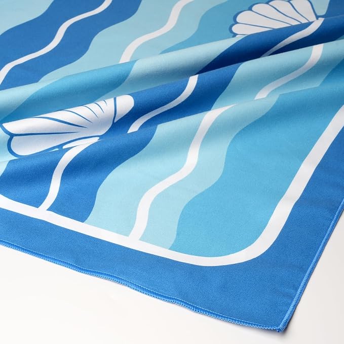 Eunzel 2 Pack Microfiber Beach Towel, Quick Dry Travel Towel Large Sand Free Towel for Beach, Camping, Swim Pool, Gym, Sports& Yoga 71"x32", Golden Coast/Azure Tide Set