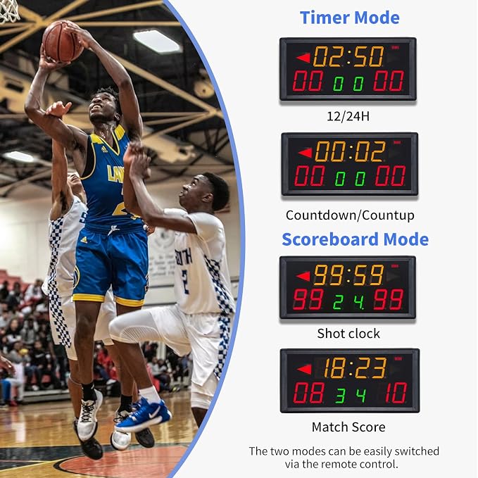 LED Electronic Scoreboard with Power Supply,Score Keeper with Timer Clock,Portable Digital Scoreboard with Remote for Corn Hole,Board Game,Indoor & Outdoor Game
