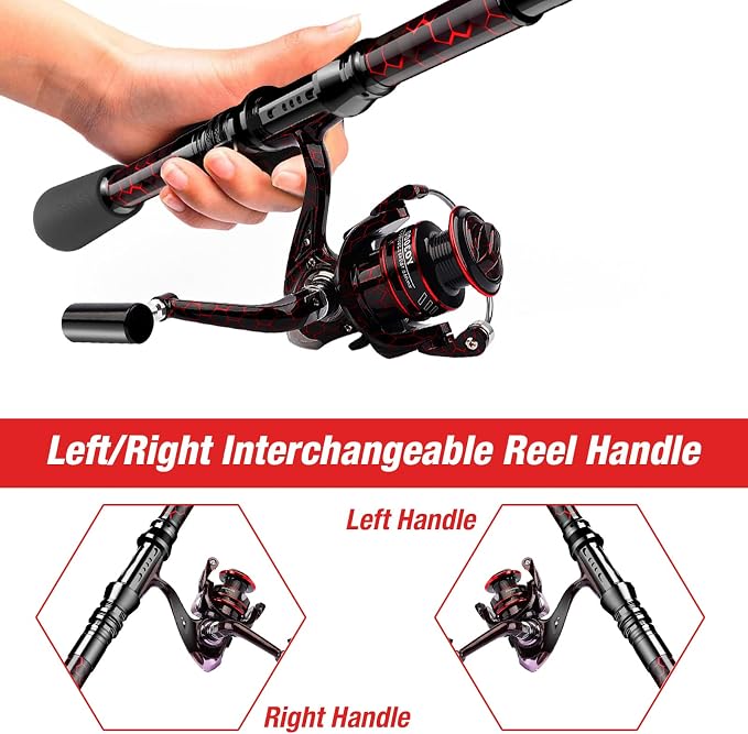 Fishing Rod and Reel Combo, Carbon Fiber Telescopic Portable Travel Fishing Pole for Freshwater and Saltwater, 8.95FT