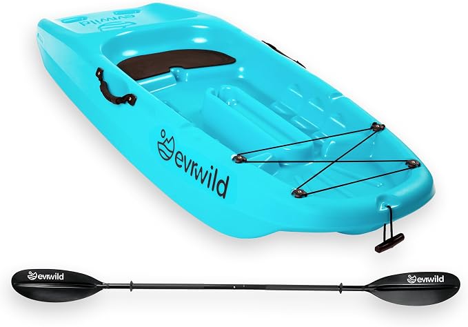Evrwild Kids 6.5ft Kayak with Paddle, Lightweight Premium & Stable, 3-Level Footrest, Sit On Top for Youth to Teen Up to 130lbs