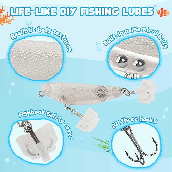 THKFISH DIY Fishing Lure Kit - Kid-Friendly Fishing Gear for Customizing Lures with Tackle Box Perfect Arts and Crafts for Kids, Tackle Box Must-Have