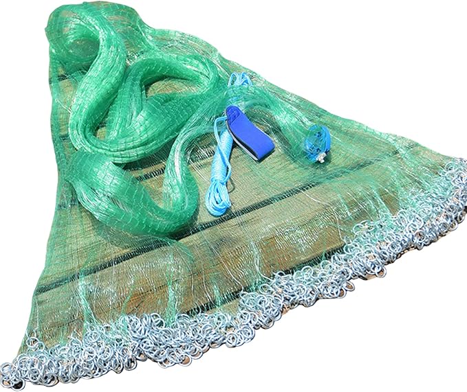 Easy Throw Cast Net for Fishing - Durable Fish Nets for Fishing with Smooth Casting, Perfect for Catching Fish, 8/9/10/12ft Radius
