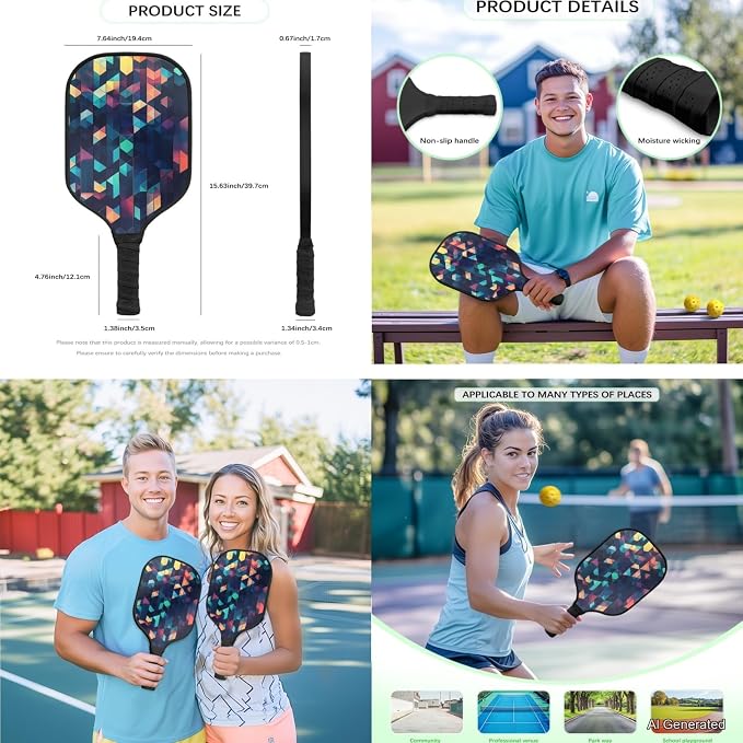 Pickleball Paddles Set 3PCS Pickleball Paddle Case Pickleball Racket Pickleball Bag Ideal for Beginners Gifts