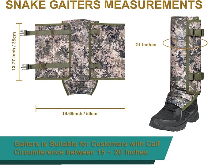 UIIHUNT Snake Gaiters, Waterproof Snake Chaps Snake Gaiter for Men Women, Adjustable Snake Bite Protection Snake Guards