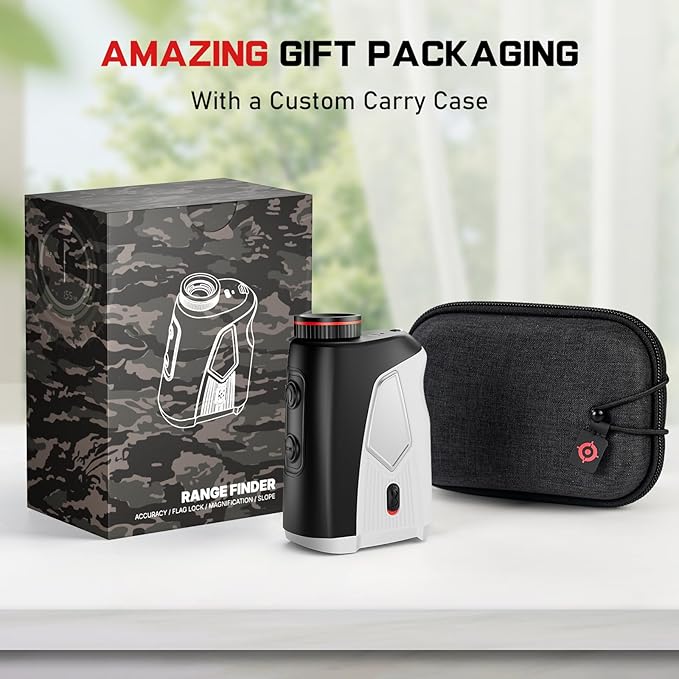 Upgraded 0.5 Second Easily Lock on a Pin Golf Rangefinder with Slope 2X HD Bright LCD, 1500 Yards Range Finder for Golf/Hunting, 7X Magnification with Flag Pole Locking Vibration, Golf Gifts Pcs