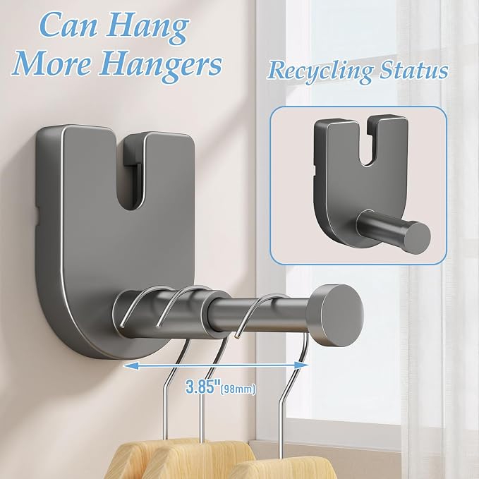 Danpoo Heavy Duty Retractable Clothesline - 13.8ft Adjustable Tension Stainless Steel Laundry Drying Line, Wall Mounted Clothes String with 2-in-1 Hook Base (Space Gray)