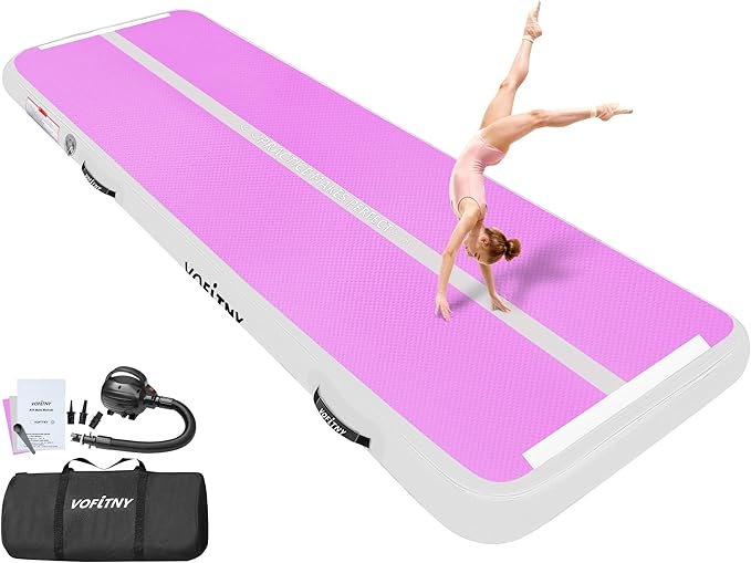 VOFiTNY All Purpose Gymnastics Mat 6.6/10/13/16/20 ft Sturdy Inflatable Tumble Track for Home/Gym