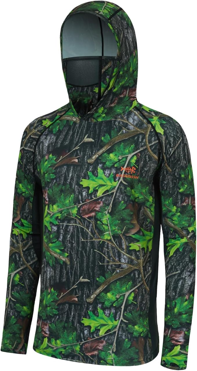 BASSDASH Men's UPF 50+ Camo Long Sleeve Hunting Fishing Hoodie Shirt