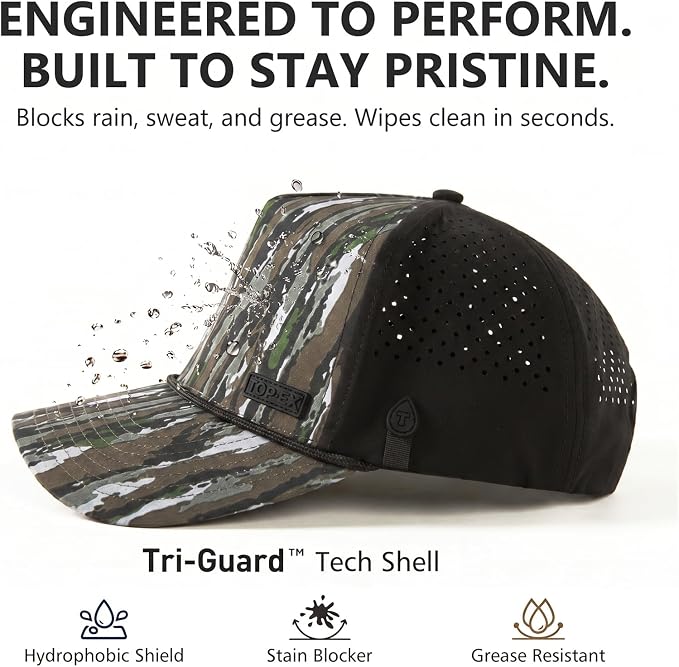 TOP-EX Performance Baseball Hat for Men Water Resistant Golf Cap Running Cooling Snapback Laser Perforated