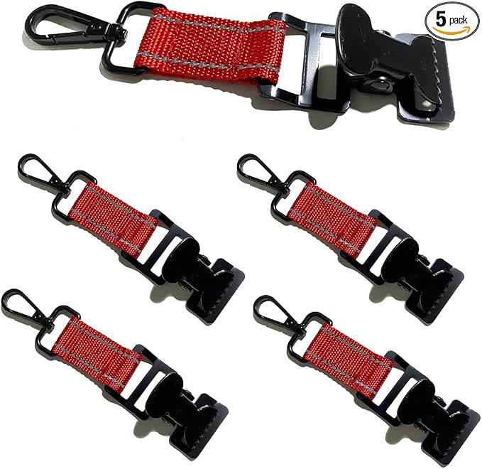 ZHIRONGFA Firefighter Glove Clip Holder for Work Gear, Safety Rescue Alligator Clip, 5 Pack, 6 Inch (Red)
