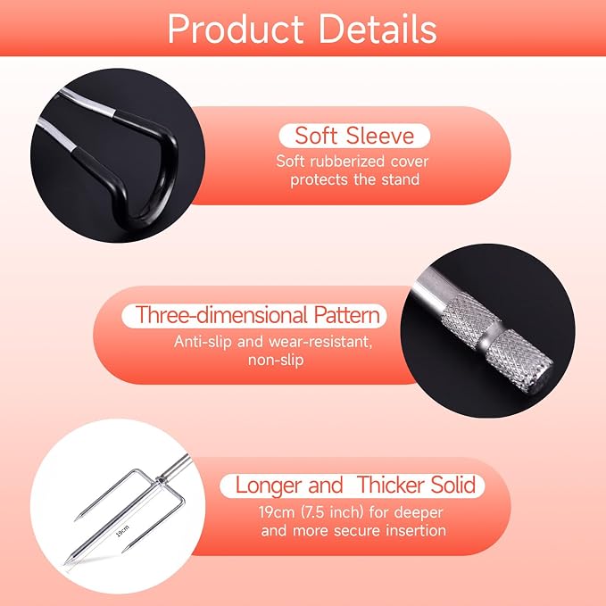 Fishing Pole Holder Upgraded 360° Adjustable Stainless Steel, Fishing Rod Holder for Ground, Heavy Duty Bank Fishing Outdoor Fishing Gear