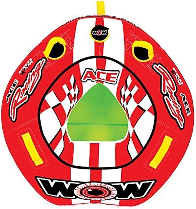 Wow World of Watersports Ace Racing Ski Tube Towable, 1 Person and Tow Rope Bundle