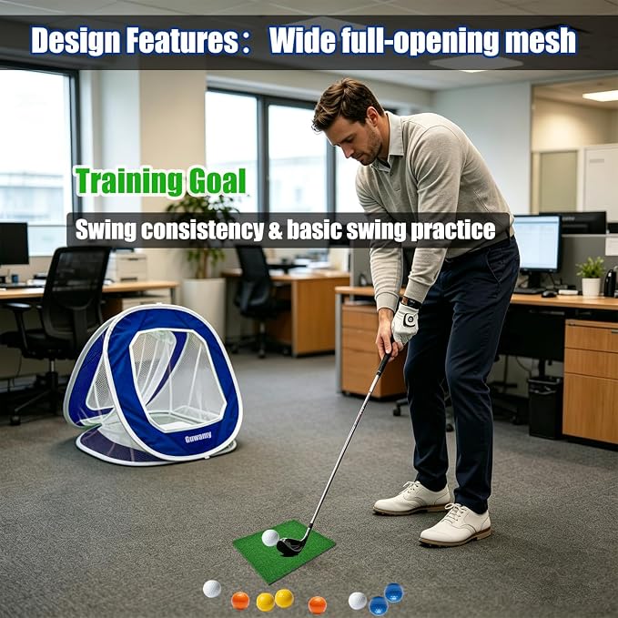 3-in-1 Pop Up Golf Chipping Net – Precision & Distance Trainer, Easy Indoor/Outdoor Setup – Ideal Gift