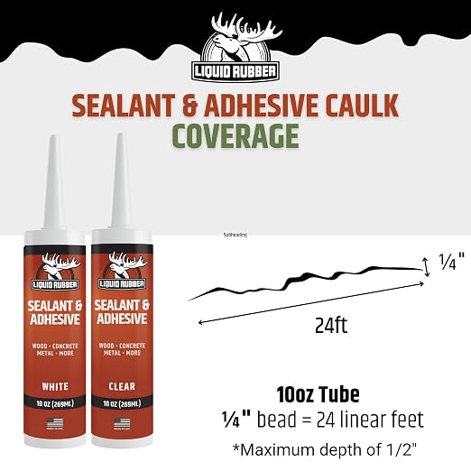 Liquid Rubber Caulk - Hybrid Silicone Adhesive and Protective Sealant, Clear, 2 Pack