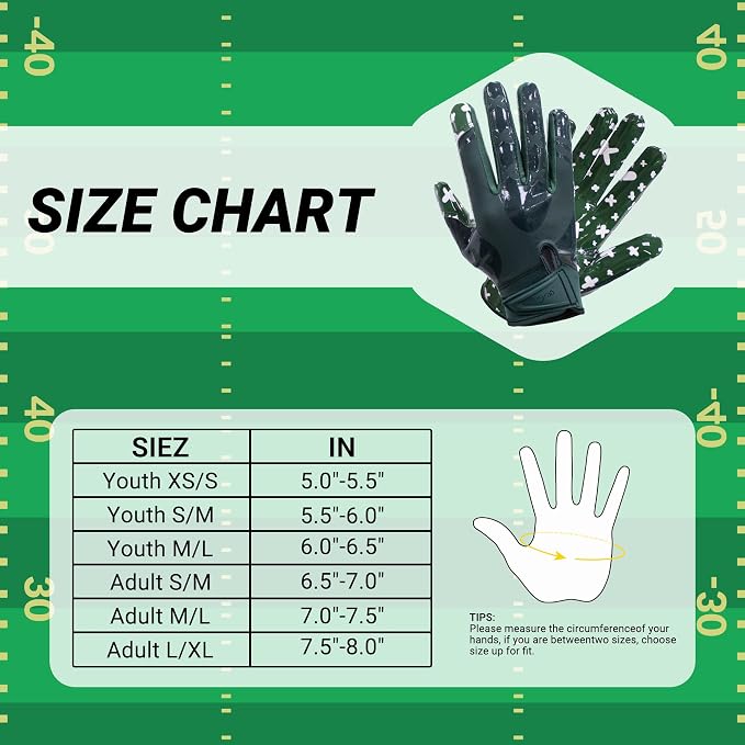 Football Gloves for Youth and Adult Men,Sticky Adhesive Palms Receiver Gloves,Grip Boost Flag Football Accessories Gifts for Family and Friends