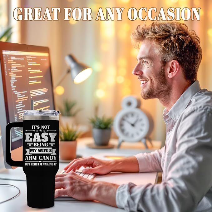 DUUV Birthday Gifts for Husband from Wife, Best Husband Ever Tumbler with Handle 40 Oz Stainless Steel Insulated, Christmas Thanksgiving Wedding Anniversary Appreciation Gifts for Husbands, 1PCS