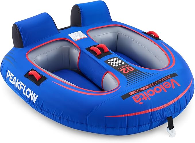 PEAKFLOW Towable Tube,Boat Tube,2 Person Models,Tubes for Boating,Lake & Ocean Fun, Inflatable Boat Tubes and Towables,65x60Inches Inflated,Velocita Series