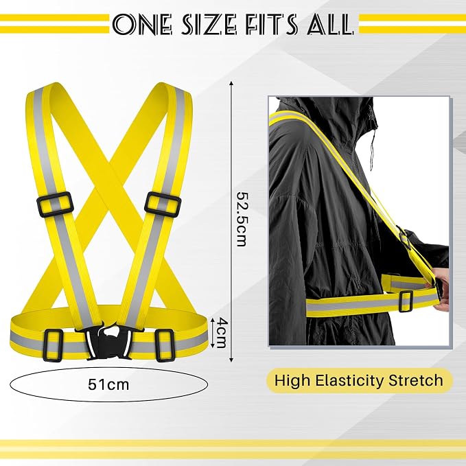 Hercicy Reflective Running Vest Reflective Running Shirt with Safety Straps High Visibility Construction Vest for Night Cycling Hiking Jogging Dog Walking