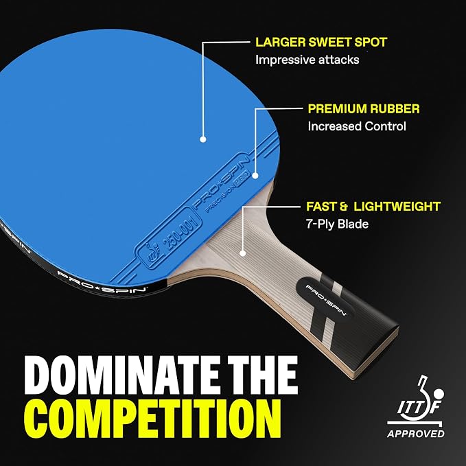 PRO-SPIN Ping Pong Paddles – ITTF Approved Professional Table Tennis Rackets with Carbon Fiber for Superior Control | 7-Ply Blade, Premium Rubber, 2.0mm Sponge
