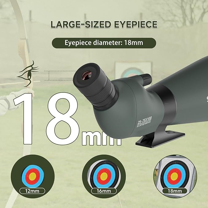 SVBONY SV28 100mm Angled Spotting Scope for Target Shooting, 25-75x Spotter Scope with Tripod for Long Range Viewing, FMC HD Optics with Soft Carrying Case & Phone Adapter, Scopes for Birdwatching