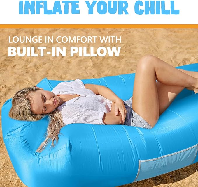 AlphaBeing Inflatable Lounger Beach Chair Accessories, Air Sofa Hammock Inflatable Couch for Camping Backyard Lakeside with Compression Sacks, Ideal Outdoor Gifts for Adults