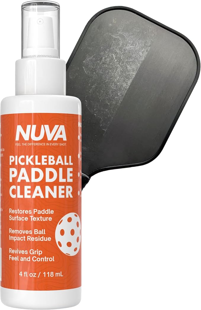 Nuva Pickleball Cleaner Spray for Paddle & Grip Tape, Removes Ball Residue, Sweat & Grime, Restores Tackiness, Spin & Control, Pickleball Accessories for Men and Women, Made in USA (4oz)