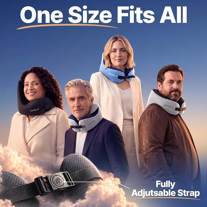 ComfyNap® Versatile Travel Neck Pillow for Airplane [Patented], 9 Positions in 3 Techniques, Plane Pillow with Pure Memory Foam, Travel Pillow with HeadRest Flight Sleep, Travel Essential - Mercury