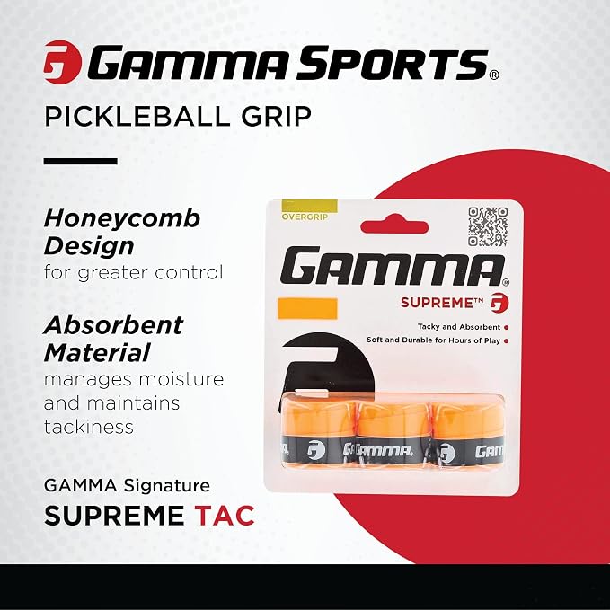 Gamma Sports Supreme Overgrip for Tennis, Pickleball, Squash, Badminton, and Racquetball Racquets, Multiple Pack Sizes and Colors
