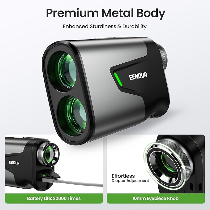EENOUR Golf Range Finder with Slope, 1200 Yards Golf Rangefinder, Laser Rangefinders with Pin Lock Vibration, 7X Magnification, Rechargeable Compact Portable Range Finder Golfing for Men Women
