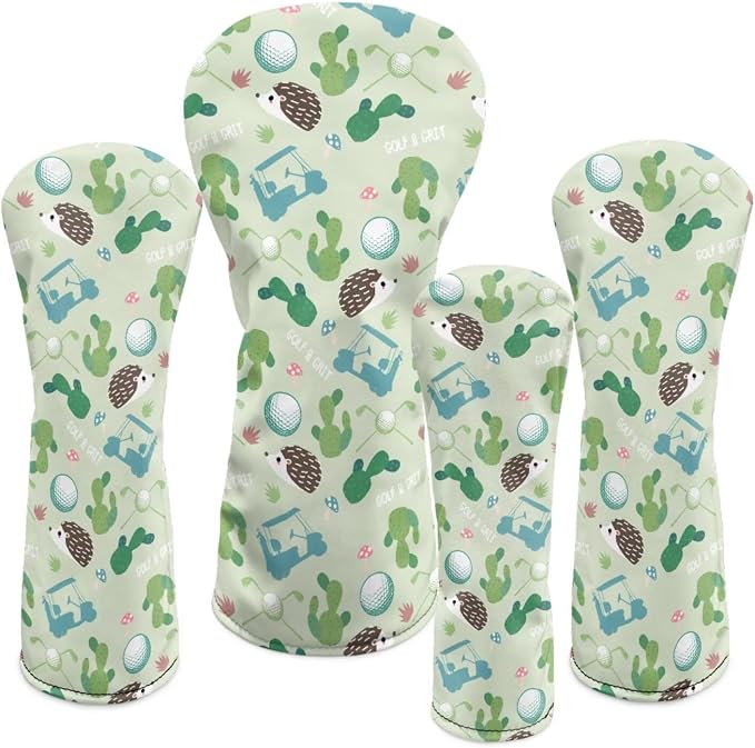 Rnyleeg Golf Club Head Covers for Women Driver Head Cover Leather Fairway Wood Headcover Hybrid Headcovers for Golf Clubs