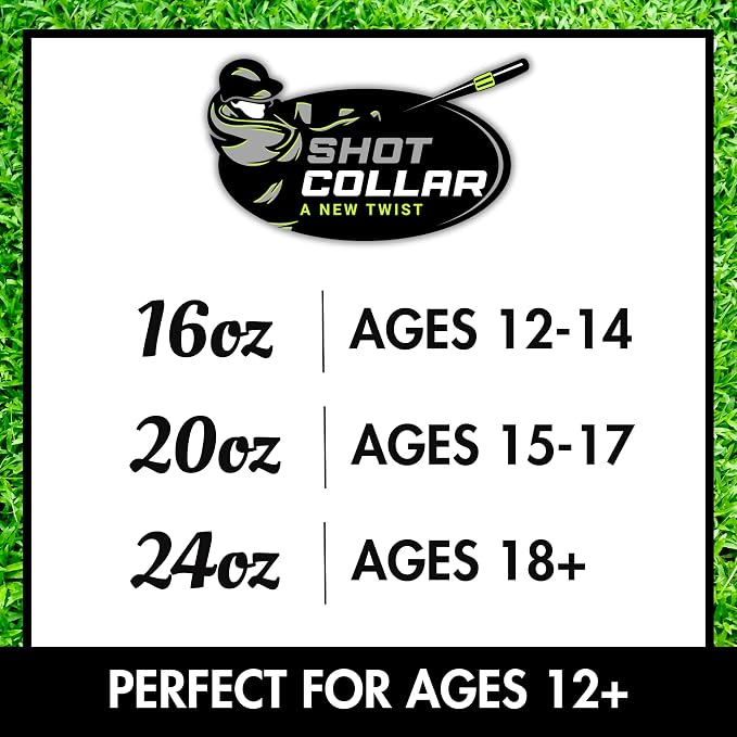 Bat Weight 16 to 24 oz | Easy On/Easy Off (Twist or Tap Off) Baseball Bat Weight | Customize Colors to Match Equipment or Team (16, 20, 24 Ounces) – Black