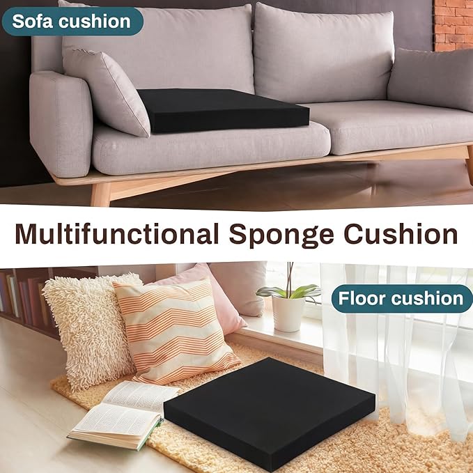 Frienda 2 Pack 3" X 24" X 24" Upholstery High Density Foam Cushion Replacement Square Cut to Size Foam Couch for Chair Couches Padding Shipping Packing DIY Cosplay Projects