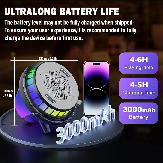 Floating Speaker for Pool, IPX7 Waterproof Floating Hot Tub Speaker with Colorful Lights, 12W Stereo Loud Sound, TWS, Portable, Wireless Party Gifts for Shower, Spa, Beach