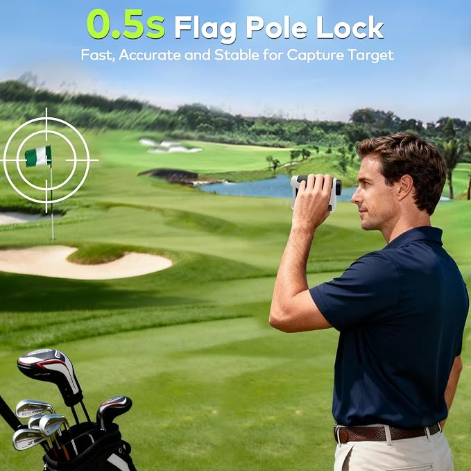 Golf Range Finder with Slope, 1200 Yards Rechargeable Range Finder Golf, 7X Magnification, Flag Lock Vibration, Magnetic Mount,±0.5 Yard Accuracy, Waterproof, Ideal for Golfing & Hunting