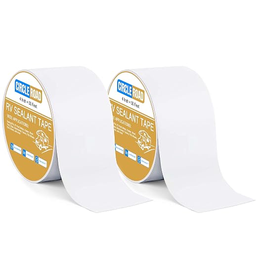CircleRoad RV Roof Tape White 2 Pack, 4 Inch X 50 Feet RV Repair Sealant Tape, Stop Camper Roof Leaks, UV-Resistant, Weatherproof and Reliable for Camper, Trailer, Boat (4In-50FT 2Pack)