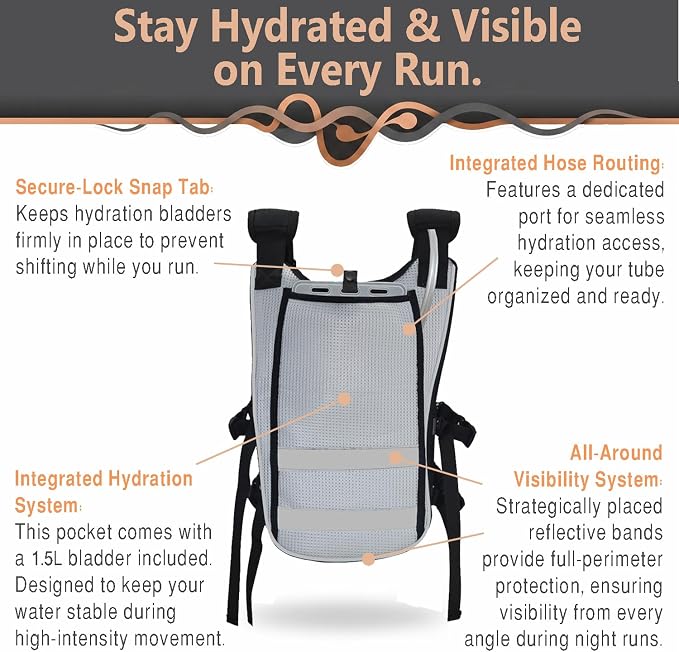 Running Hydration Vest with POV Camera Phone Pocket — Includes 1.5L Water Bladder — Zero-Bounce Stability, Adjustable Straps — Lightweight Reflective Hiking Backpack for Women & Men