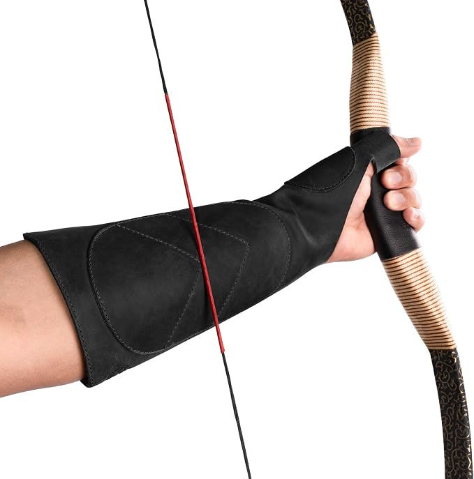Leather Archery Arm Guard for Men, Women & Youth, Protective Bracer, Full Grain Leather Forearm Protection, Wrist Arm Bracer for Archers, Durable Bow Archery Sleeve Arm Guards