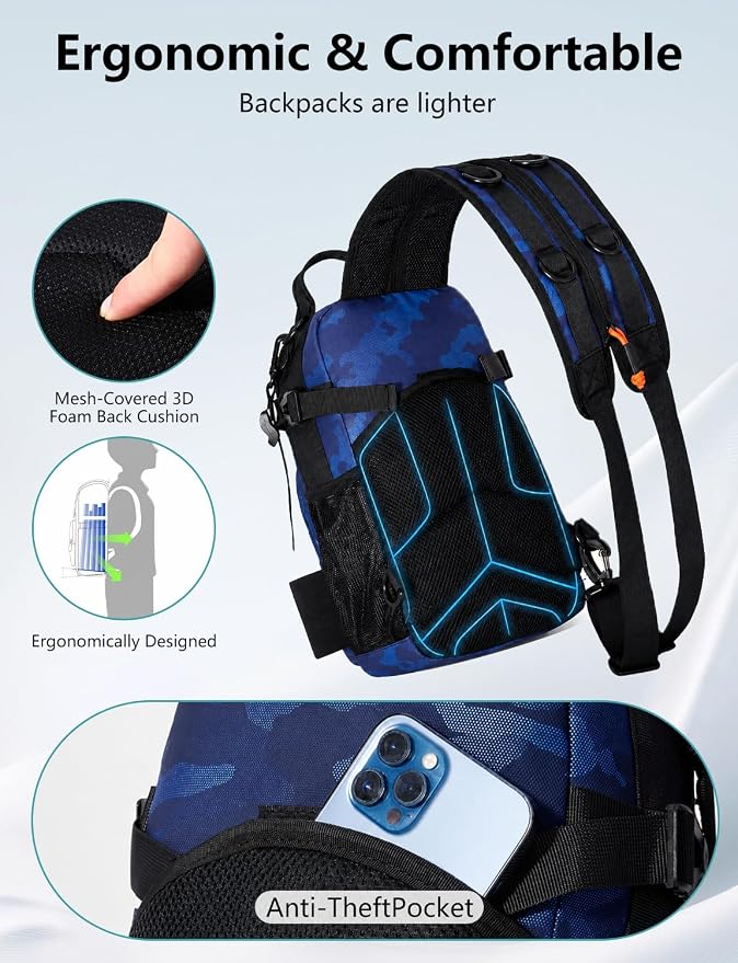 2 in 1 Compact Tactical Fishing Backpack with Tackle Boxes, Lightweight Waterproof Tackle Bag Fit 2 * 3600 Tackle Boxes, 2 Rod Holders Storage, Fishing Accessories Gift for Men Blue