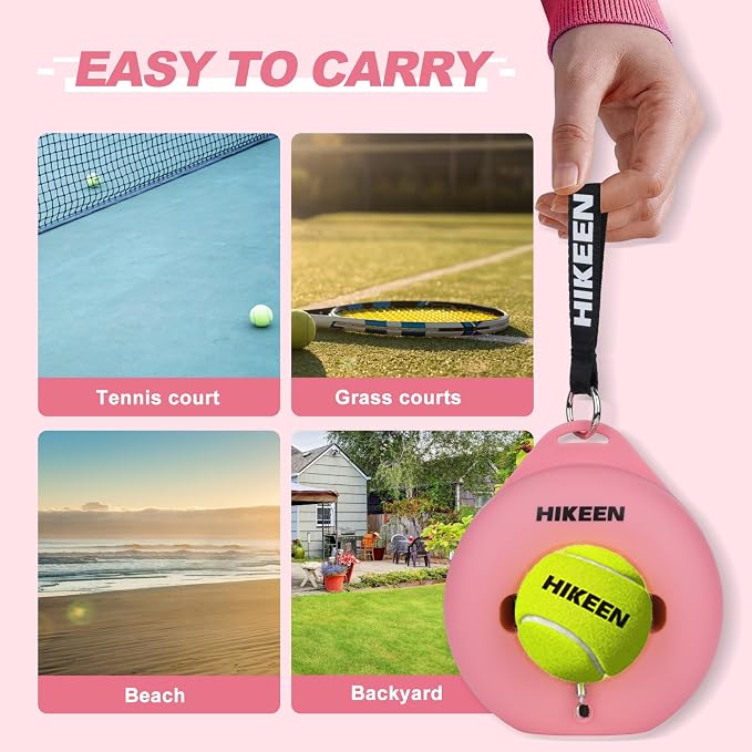 Hikeen Premium Tennis Trainer Rebound with Metal Base,Portable Solo Tennis Trainer Set with 3 Highly Elastic String Balls,Tennis Practice Equipment for Adult Kids an Beginners