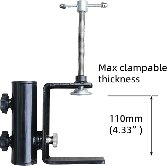 AMMSUN Heavy Duty Upgraded Patio Umbrella Clamp Clip Steel Umbrella Stand Holder Fit Square Balcony Railings Mount Attaches to Fence Post Railing Bleachers Benches Tailgates Outdoor, 2.62 lbs