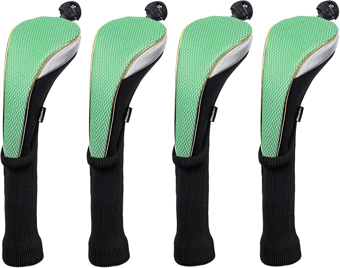 Andux 4Pcs/Set Long Neck Gold Golf Hybrids Club Head Covers with Dial No. Tag MT/HY15