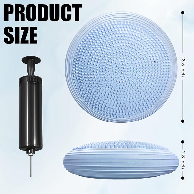 3 Pcs Inflated Wobble Cushion, Wiggle Seat & Balance Pad for Exercise, Home Yoga Balance Stability Training, Strengthen Core Muscles, Improve Posture, Balance Disc with Pump
