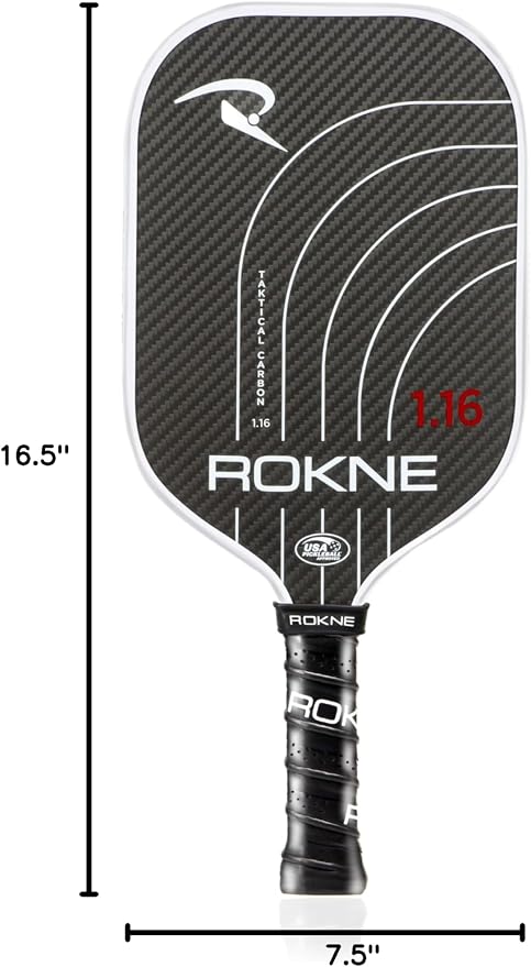 ROKNE Taktical Carbon Series, Pickleball Paddle, 3K Raw Carbon Fiber, Thermoformed Foam Lined Edge, 13MM or 16MM, USAPA Approved Pickleball Racket, High Grit Texture, Max Spin